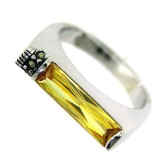 Luxe Jewelry Designs Women's Rhodium Plated Ring with Citrine Cubic Zirconia - Size 7