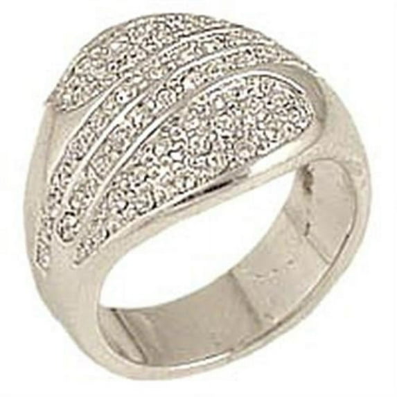 Luxe Jewelry Designs Women's Rhodium Plated Ring with Crystals - Size 10 (Pack of 2)