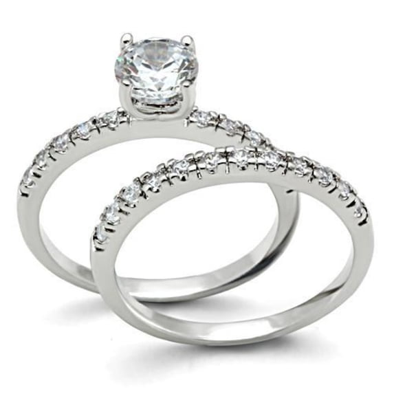 Luxe Jewelry Designs Women's Rhodium Plated Wedding Ring with AAA Grade Cubic Zirconia - Size 7