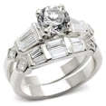 thumbnail image 1 of Luxe Jewelry Designs Women's Rhodium Plated Wedding Ring with Round Cubic Zirconia Stone - Size 10, 1 of 2
