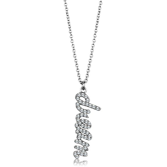 Luxe Jewelry Designs Women's Rhodium Plated "dream" Pendant Necklace with Crystals (Pack of 2)
