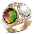 thumbnail image 1 of Luxe Jewelry Designs Women's Rose Gold Ion Plated Ring with Synthetic Glass Multi Color - Size 8, 1 of 4