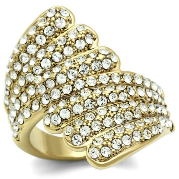 Luxe Jewelry Designs Women's Rose Gold Ion Plated Ring with Top Grade Crystals - Size 7