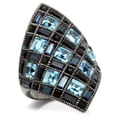 thumbnail image 1 of Luxe Jewelry Designs Women's Ruthenium Plated Brass Ring with Sea Blue Top Grade Crystals - Size 9, 1 of 4