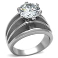 thumbnail image 1 of Luxe Jewelry Designs Women's Silver and Black Ring with a Round Cubic Zirconia In the Center- Size 7, 1 of 4