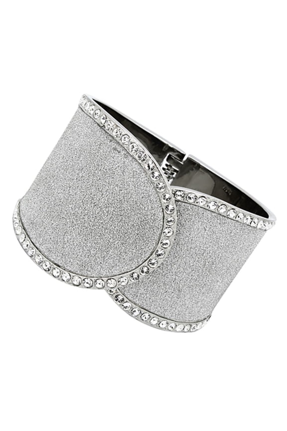 Luxe Jewelry Designs Women's Stainless Steel Bangle with Crystals