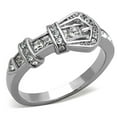 thumbnail image 1 of Luxe Jewelry Designs Women's Stainless Steel Belt Shaped Ring with Crystals - Size 6 (Pack of 2), 1 of 4