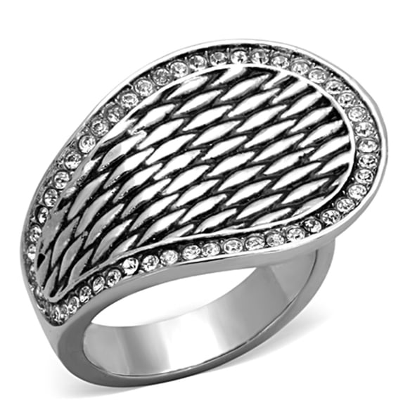 Luxe Jewelry Designs Women's Stainless Steel Boho Design Ring with Crystal - Size 7 (Pack of 2)