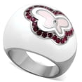 thumbnail image 1 of Luxe Jewelry Designs Women's Stainless Steel Butterfly Shaped Ring with Ruby Crystals - Size 8, 1 of 4