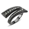 thumbnail image 1 of Luxe Jewelry Designs Women's Stainless Steel Bypass Ring with Round Black Diamond Crystals - Size 8, 1 of 4