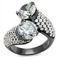 thumbnail image 1 of Luxe Jewelry Designs Women's Stainless Steel Bypass Ring with Round Cubic Zirconia - Size 9, 1 of 4