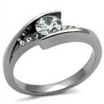 thumbnail image 1 of Luxe Jewelry Designs Women's Stainless Steel Bypass Style Engagement Ring with CZ Stones, Size 7, 1 of 4