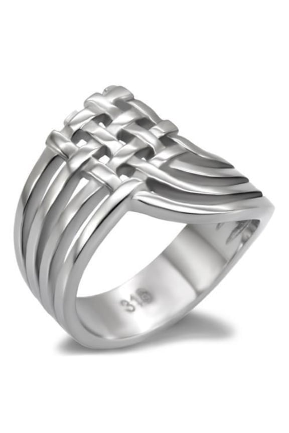 Luxe Jewelry Designs Women's Stainless Steel Checkered Design Ring - Size 5 (Pack of 3)