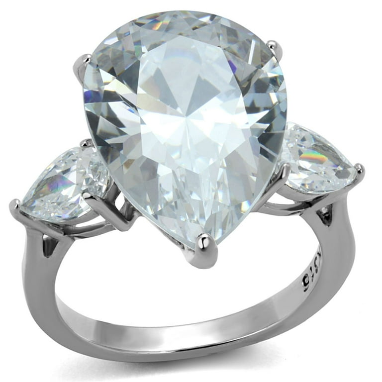 Stainless steel cubic zirconia classic engagement ring best sale