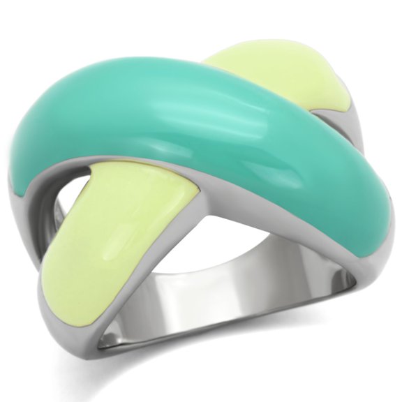 Luxe Jewelry Designs Women's Stainless Steel Cross Design Ring with Multi Color Epoxy - Size 7 (Pack