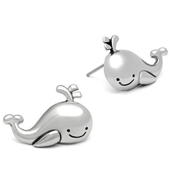 Luxe Jewelry Designs Women's Stainless Steel Dolphin Shaped Stud Earrings (Pack of 2)