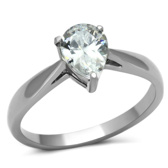 Luxe Jewelry Designs Women's Stainless Steel Engagement Ring with Cubic Zirconia - Size 7 (Pack of