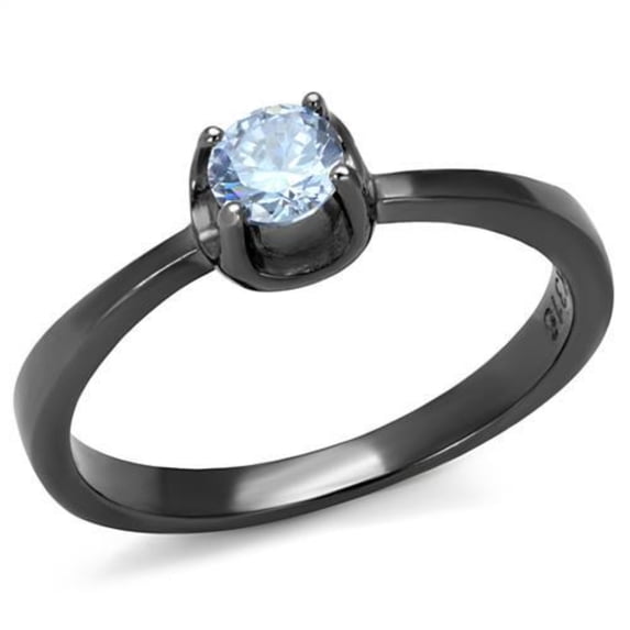 Luxe Jewelry Designs Women's Stainless Steel Engagement Ring with Light Amethyst CZ - Size 7 (Pack