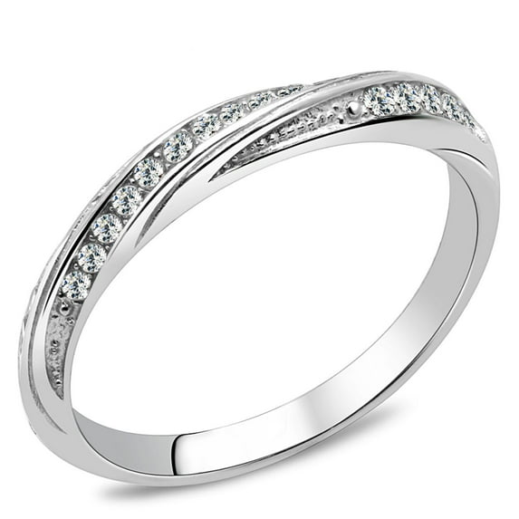 Luxe Jewelry Designs Women's Stainless Steel Eternity Ring with Cubic Zirconia - Size 9 (Pack of 3)