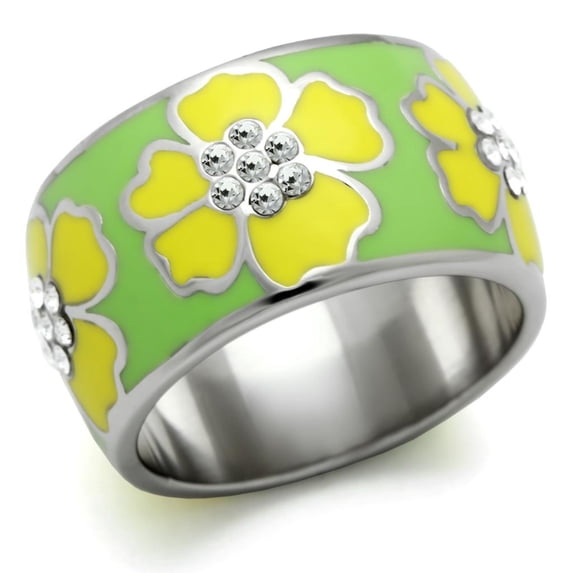 Luxe Jewelry Designs Women's Stainless Steel Flower Designed Ring - Size 6 (Pack of 2)