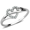 thumbnail image 1 of Luxe Jewelry Designs Women's Stainless Steel Heart Shaped Ring with AAA Grade Cubic Zirconia - Size, 1 of 4