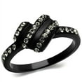 thumbnail image 1 of Luxe Jewelry Designs Women's Stainless Steel Heart Shaped Ring with Black Diamond Crystals - Size 6, 1 of 4