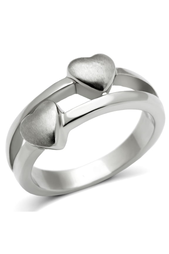 Luxe Jewelry Designs Women's Stainless Steel Heart Shaped Split Style Ring - Size 10 (Pack of 2)
