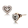 thumbnail image 1 of Luxe Jewelry Designs Women's Stainless Steel Heart and Key Shaped Stud Earrings with AAA Grade CZ, 1 of 3