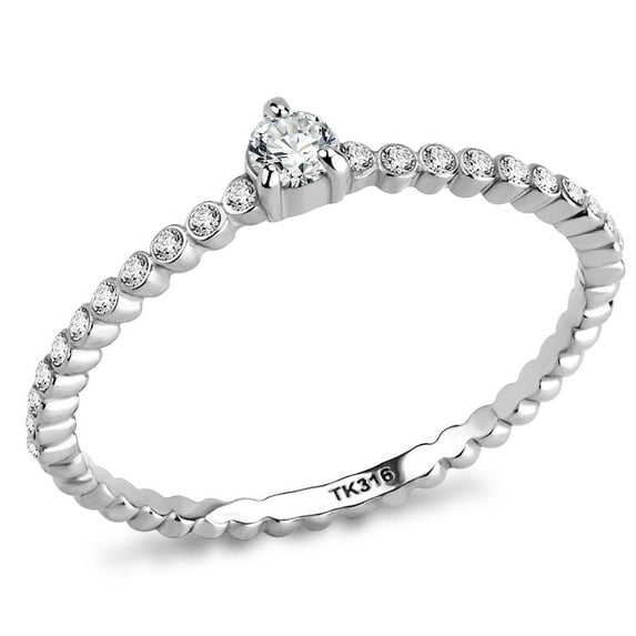 Luxe Jewelry Designs Women's Stainless Steel Pave Promise Ring with Cubic Zirconia - Size 5 (Pack of