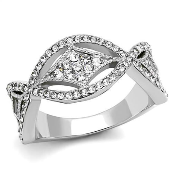 Luxe Jewelry Designs Women's Stainless Steel Pave Ring with Crystals - Size 6 (Pack of 2)
