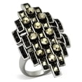 thumbnail image 1 of Luxe Jewelry Designs Women's Stainless Steel Ring with Black Jet Crystals - Size 6, 1 of 4