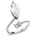 thumbnail image 1 of Luxe Jewelry Designs Women's Stainless Steel Ring with Marquise Shaped CZ - Size 7 (Pack of 2), 1 of 4