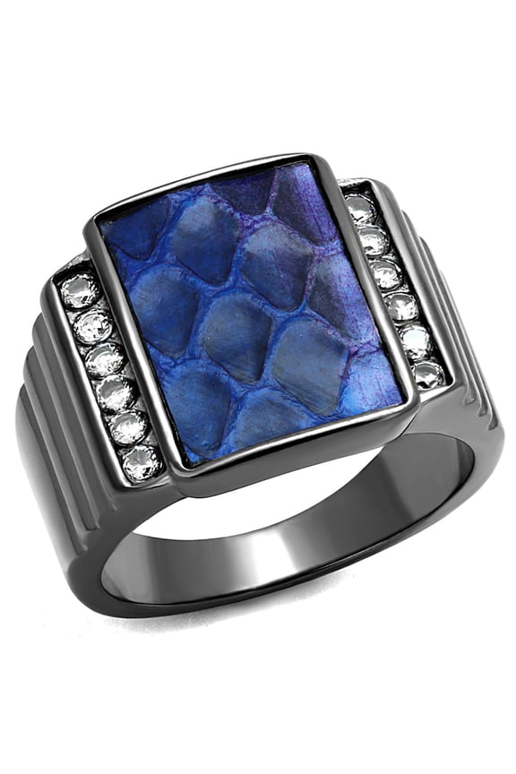 Luxe Jewelry Designs Women's Stainless Steel Ring with Montana Leather Stone - Size 8 (Pack of 2)