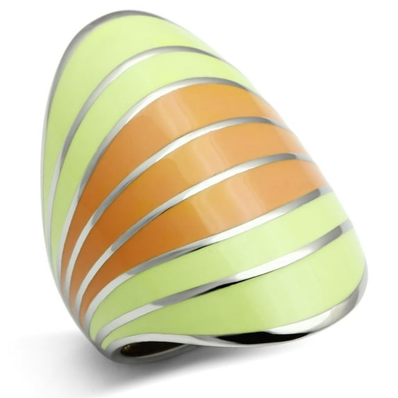 Luxe Jewelry Designs Women's Stainless Steel Ring with Multi Color Epoxy - Size 8 (Pack of 2)