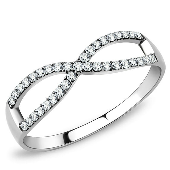 Luxe Jewelry Designs Women's Stainless Steel Ring with Round CZ - Size 6 (Pack of 2)