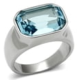 thumbnail image 1 of Luxe Jewelry Designs Women's Stainless Steel Ring with Sea Blue Crystal - Size 6, 1 of 3