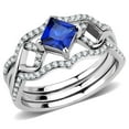 thumbnail image 1 of Luxe Jewelry Designs Women's Stainless Steel Ring with Square Shaped Synthetic London Blue Spinel -, 1 of 4