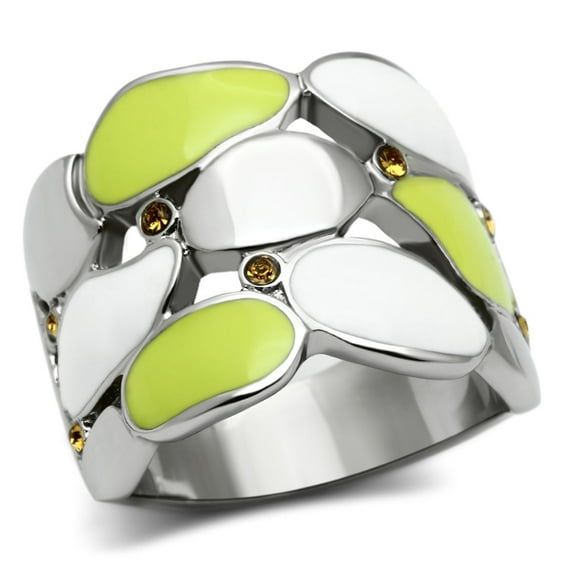 Luxe Jewelry Designs Women's Stainless Steel Ring with Yellow Topaz Crystals - Size 5 (Pack of 3)