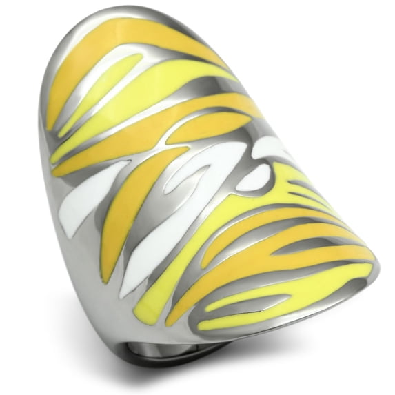 Luxe Jewelry Designs Women's Stainless Steel Ring with Yellow and White Epoxy - Size 6 (Pack of 3)
