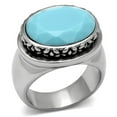 thumbnail image 1 of Luxe Jewelry Designs Women's Stainless Steel Solitaire Ring with Sea Blue Synthetic Glass Stone -, 1 of 4