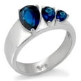 thumbnail image 1 of Luxe Jewelry Designs Women's Stainless Steel Three Stone Ring with Montana Synthetic Glass Stones -, 1 of 4