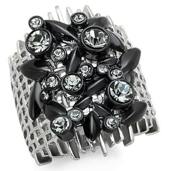 Luxe Jewelry Designs Women's Stainless Steel Two-Tone Engagement Ring with Top Grade Crystal - Size