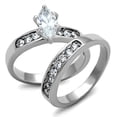 thumbnail image 1 of Luxe Jewelry Designs Women's Stainless Steel Wedding Ring Set with Marquise Shaped Cubic Zirconia -, 1 of 4
