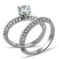 thumbnail image 1 of Luxe Jewelry Designs Women's Stainless Steel Wedding Ring Set with Round Cubic Zirconia - Size 9, 1 of 4