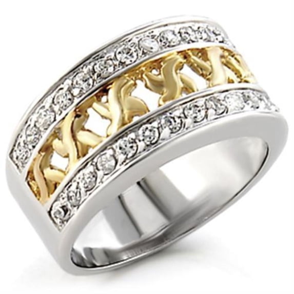 Luxe Jewelry Designs Women's Sterling Silver Anniversary Ring with CZ Stones - Size 9