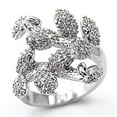 thumbnail image 1 of Luxe Jewelry Designs Women's Sterling Silver Leaf Shaped Ring with Cubic Zirconia - Size 7, 1 of 1