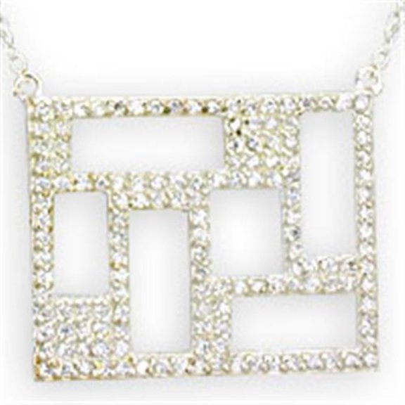 Luxe Jewelry Designs Women's Sterling Silver Necklace with Round Cubic Zirconia in Pave Setting