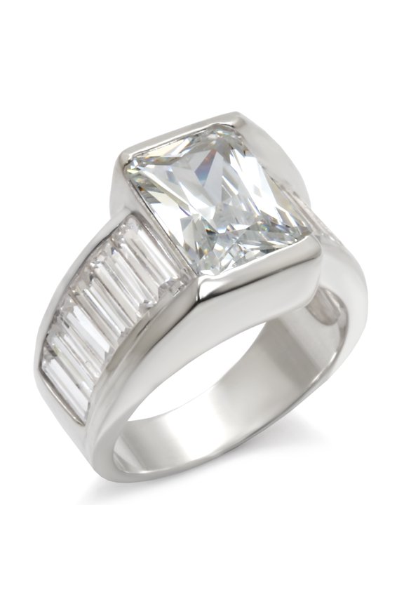 Luxe Jewelry Designs Women's Sterling Silver Pave Engagement Ring with Cubic Zirconia - Size 5