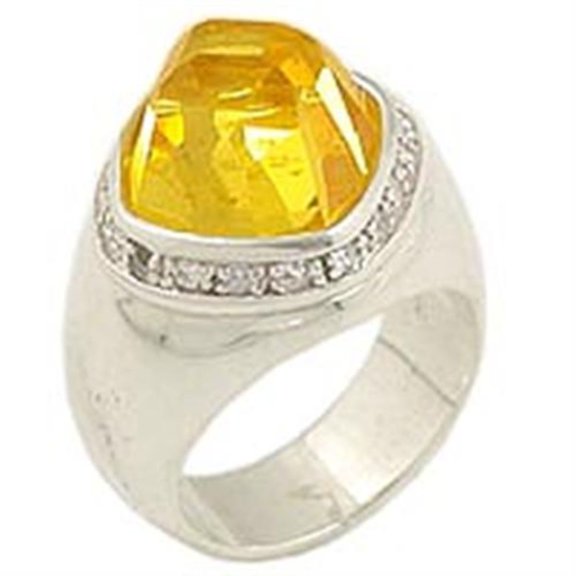 Luxe Jewelry Designs Women's Sterling Silver Ring with AAA Grade Cubic Zirconia Citrine - Size 8