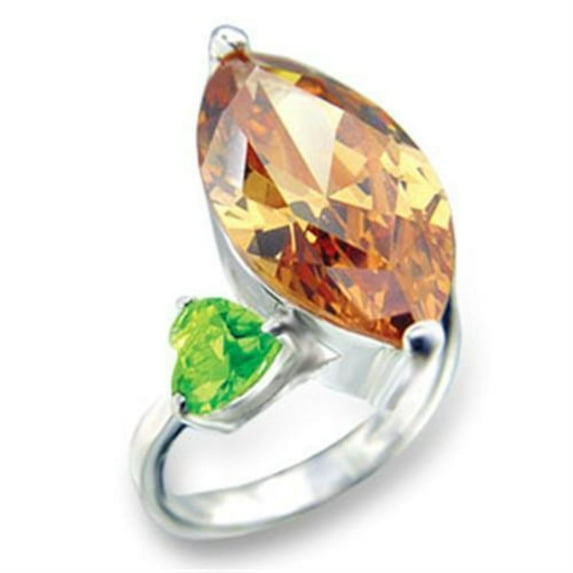Luxe Jewelry Designs Women's Sterling Silver Ring with Marquise AAA Grade CZ Champagne - Size 7
